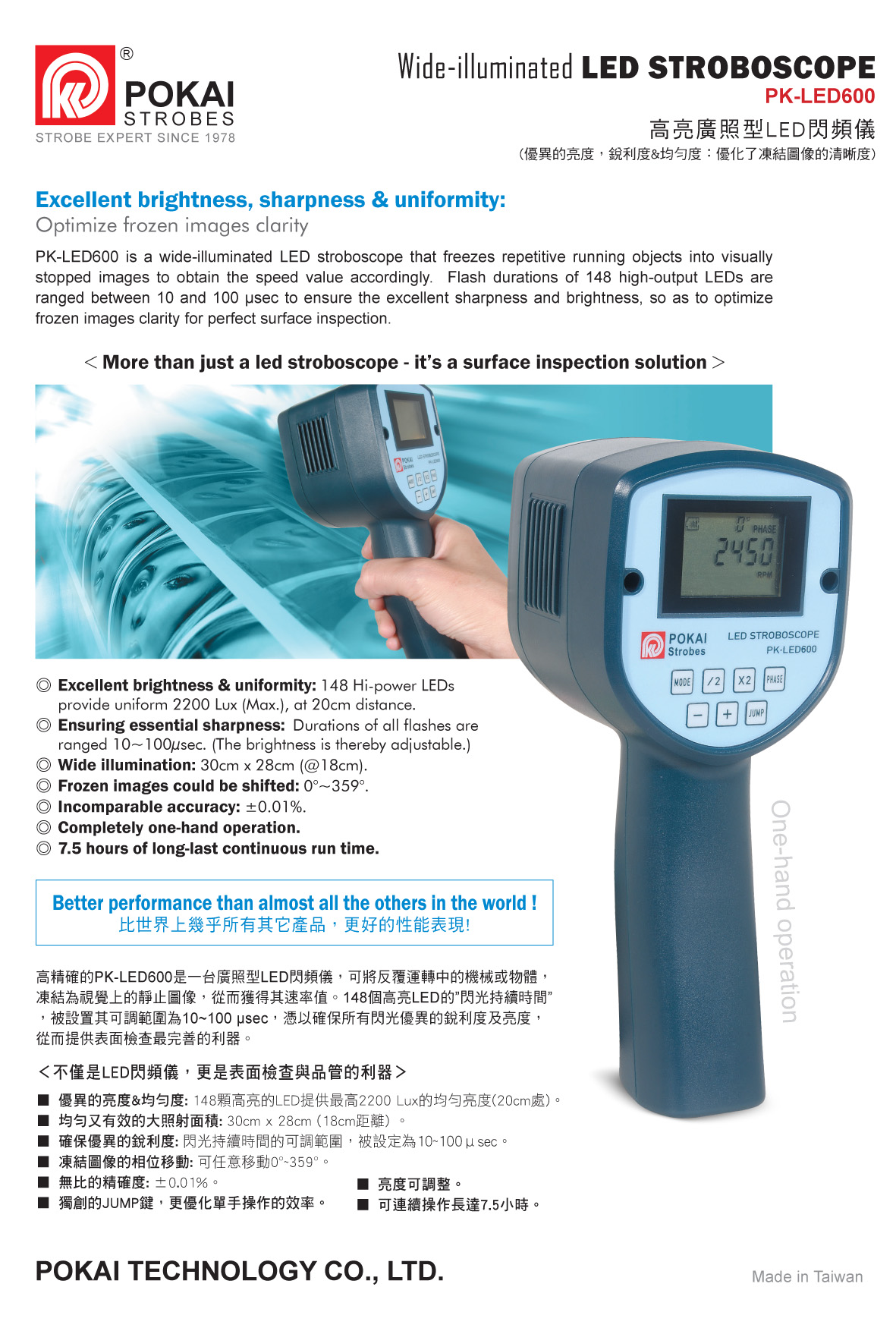 Wide-illuminated LED STROBOSCOPE PK-LED600